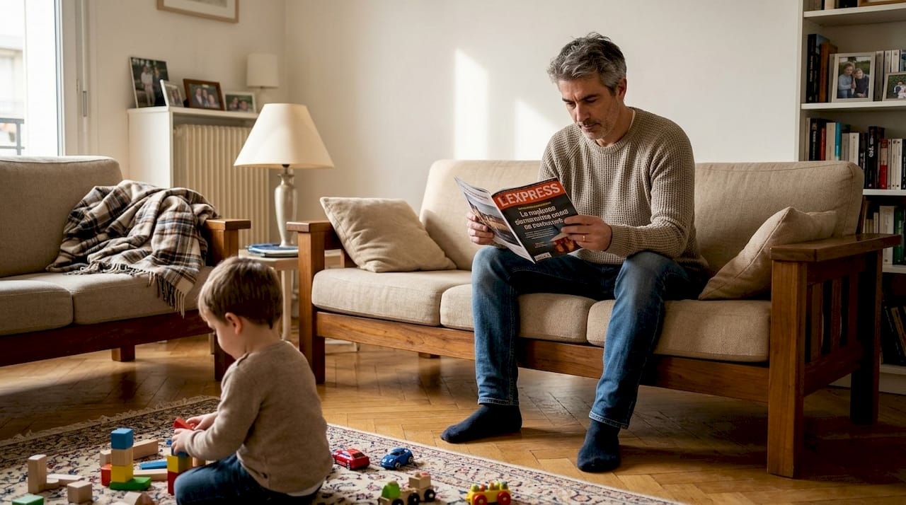 Une famille profite d’un moment convivial installée sur un canapé éco-responsable dans leur salon.