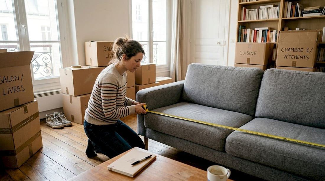 Prendre les mesures du canapé dans l’appartement avant le déménagement