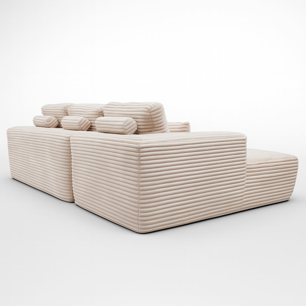 Canapé Meridia - Velours Côtelé ultra doux - Blanc Cassé