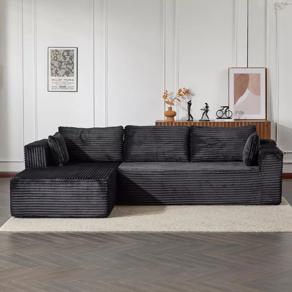 Canapé Meridia - Velours Côtelé ultra doux - Noir