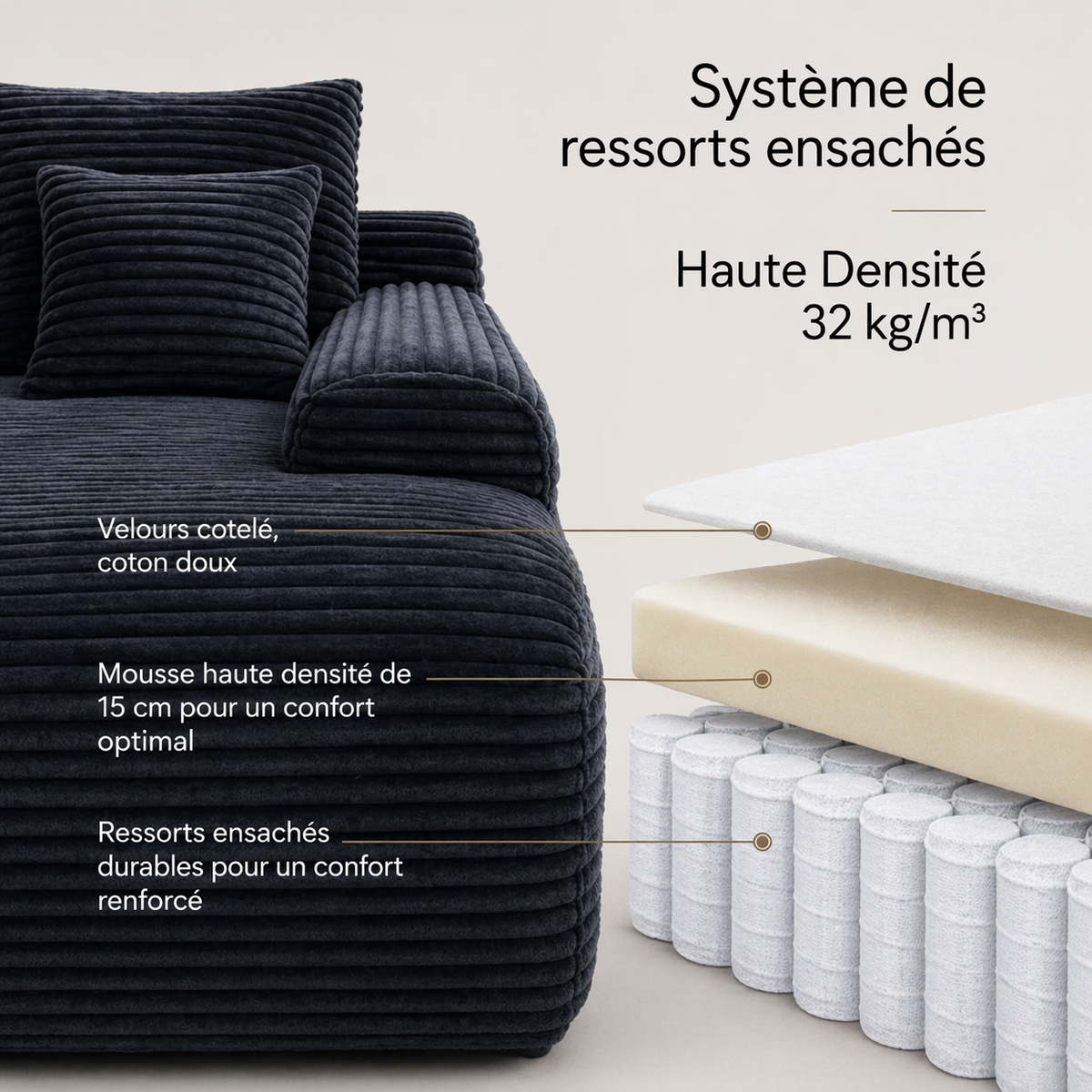 Coupe technique canapé JOYA HOME