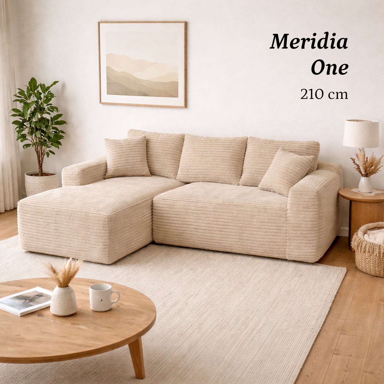 Le Méridia - Canapé d'angle en velours côtelé avec Méridienne