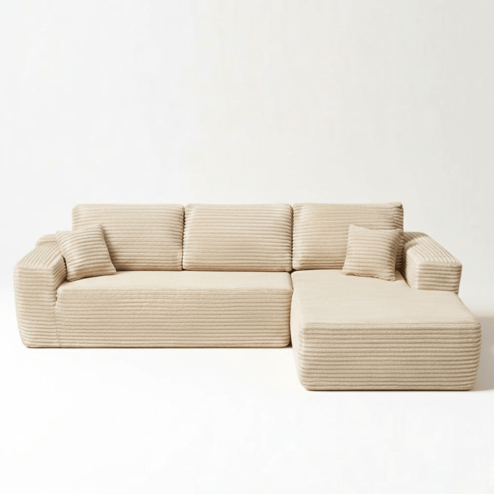 Le Méridia - Canapé d'angle en velours côtelé avec Méridienne