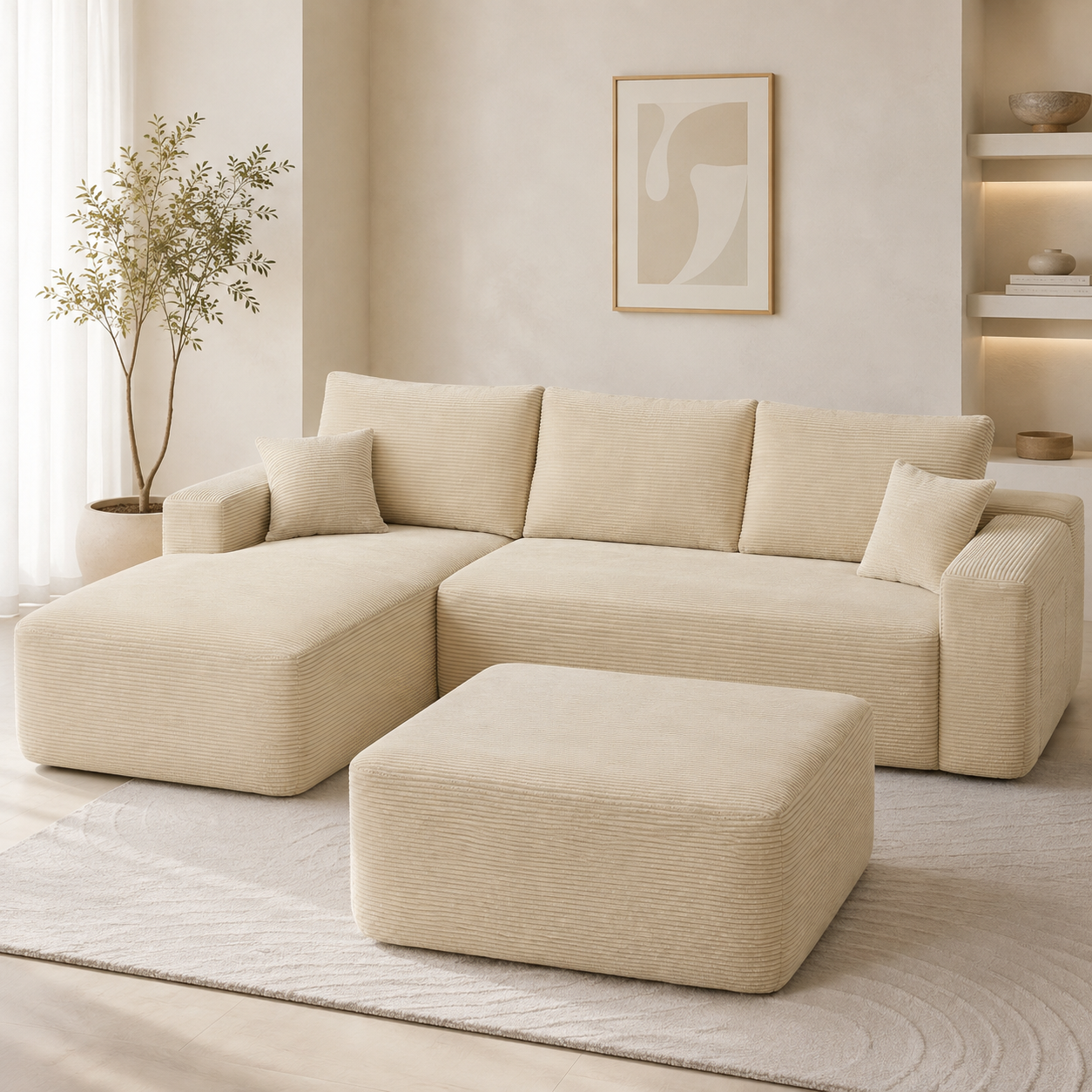 Ottomà – Ottoman d’appoint en velours côtelé