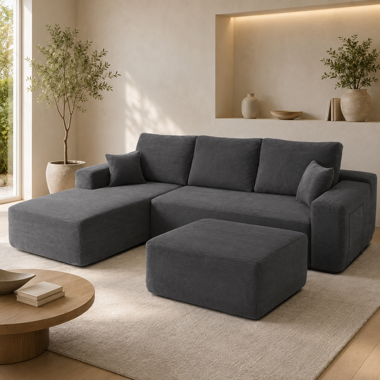 Ottomà – Ottoman d’appoint en velours côtelé