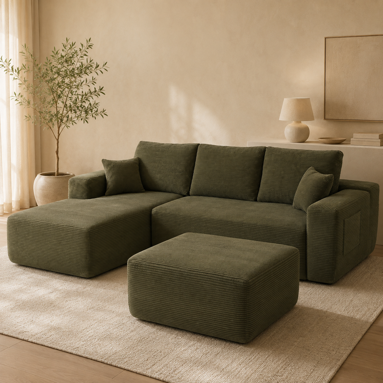 Ottomà – Ottoman d’appoint en velours côtelé