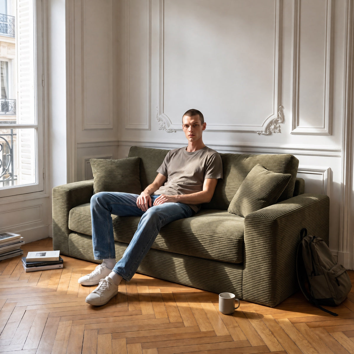 Le Reverso - Canapé convertible en velours côtelé ultra doux