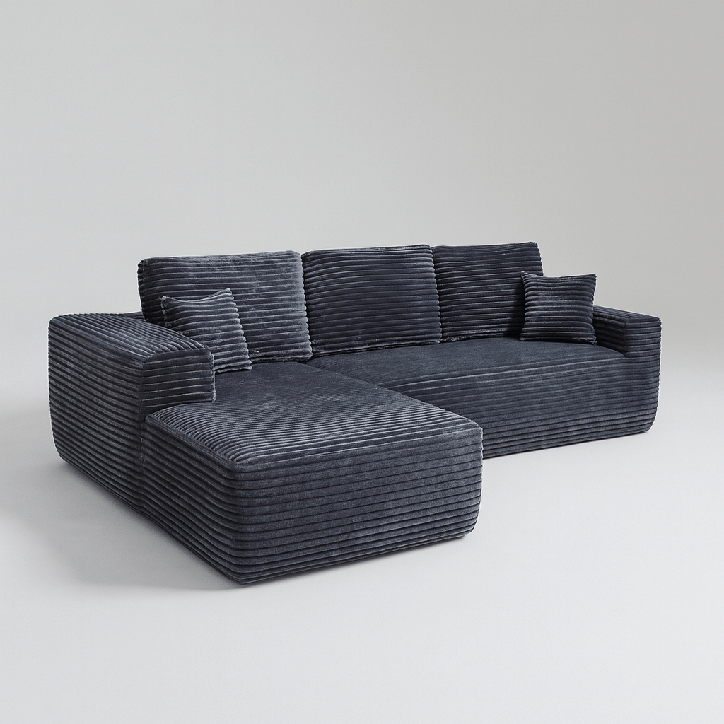 Le Méridia - Canapé d'angle en velours côtelé avec Méridienne