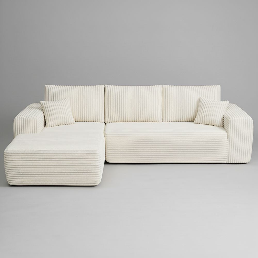 Le Meridia - Canapé en Velours côtelé ultra doux - Blanc cassé