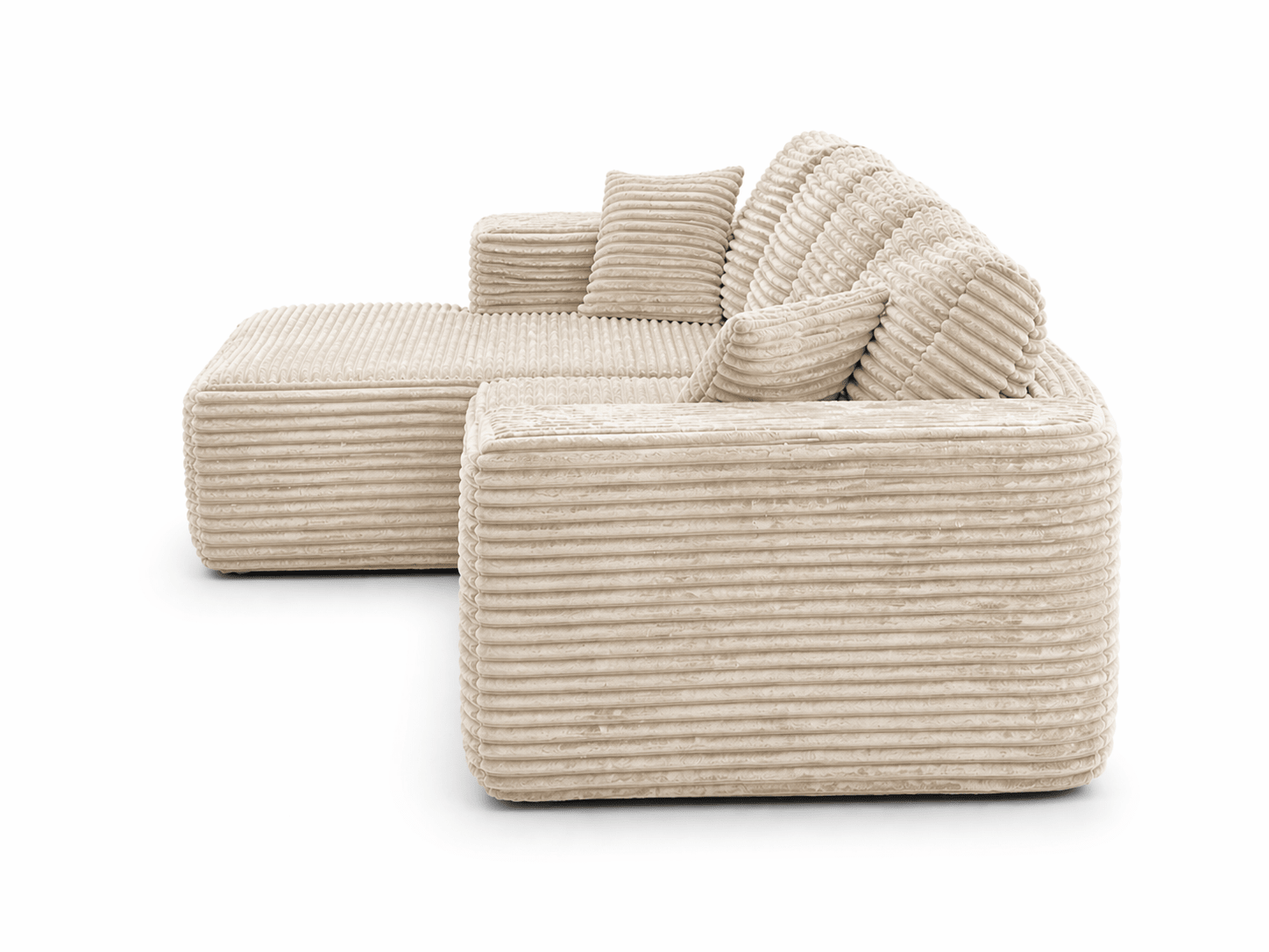 Le Méridia - Canapé d'angle en velours côtelé avec Méridienne - Joya Home