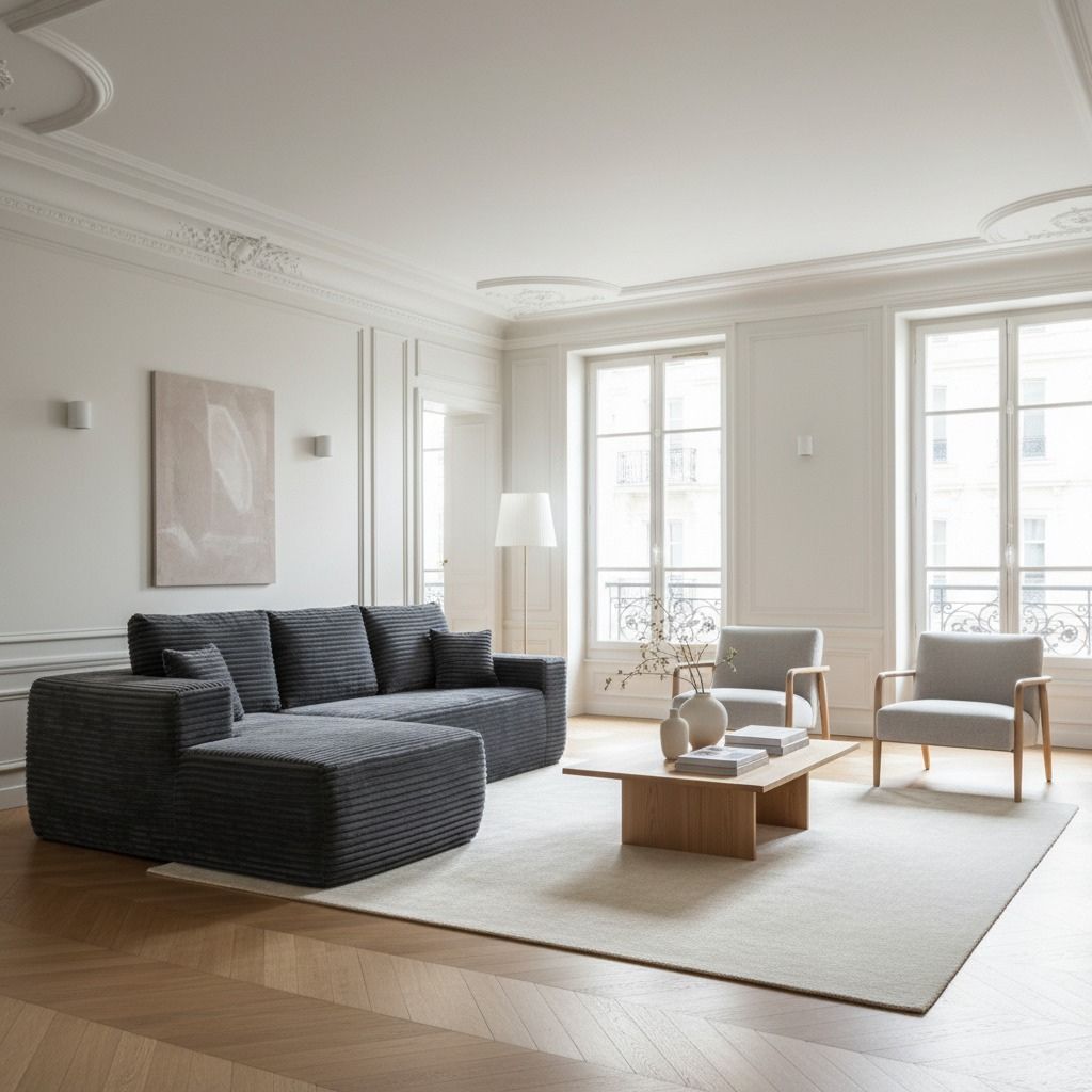 Le Meridia - Velours côtelé ultra doux - Gris
