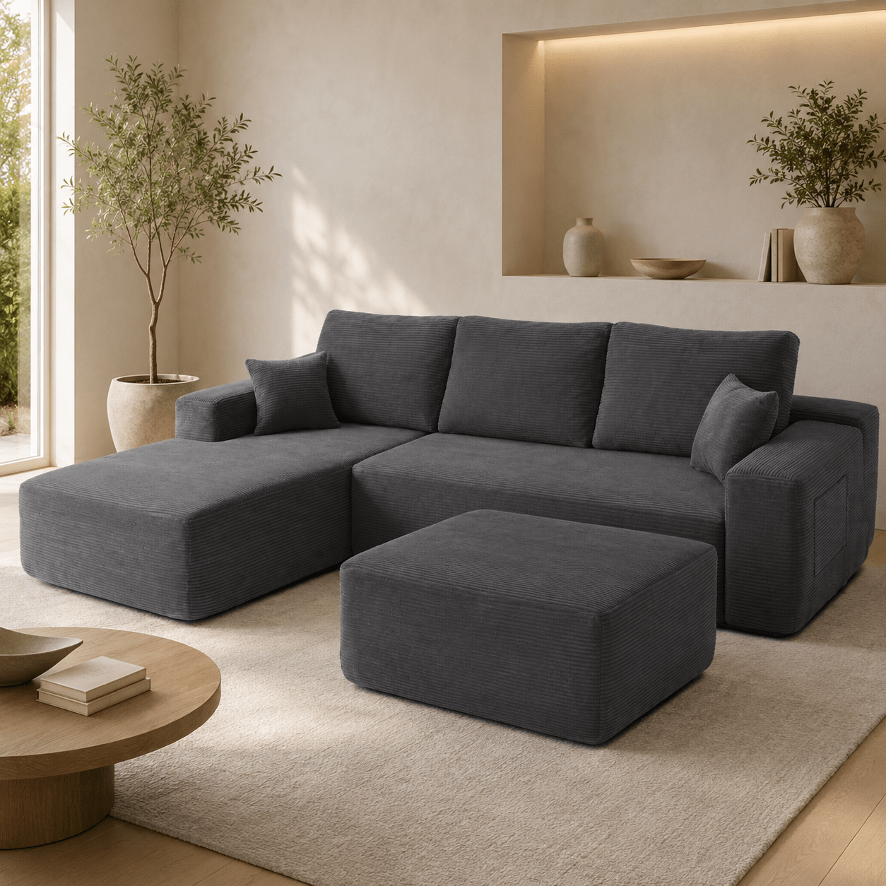 Ottomà – Ottoman d’appoint en velours côtelé - Joya Home