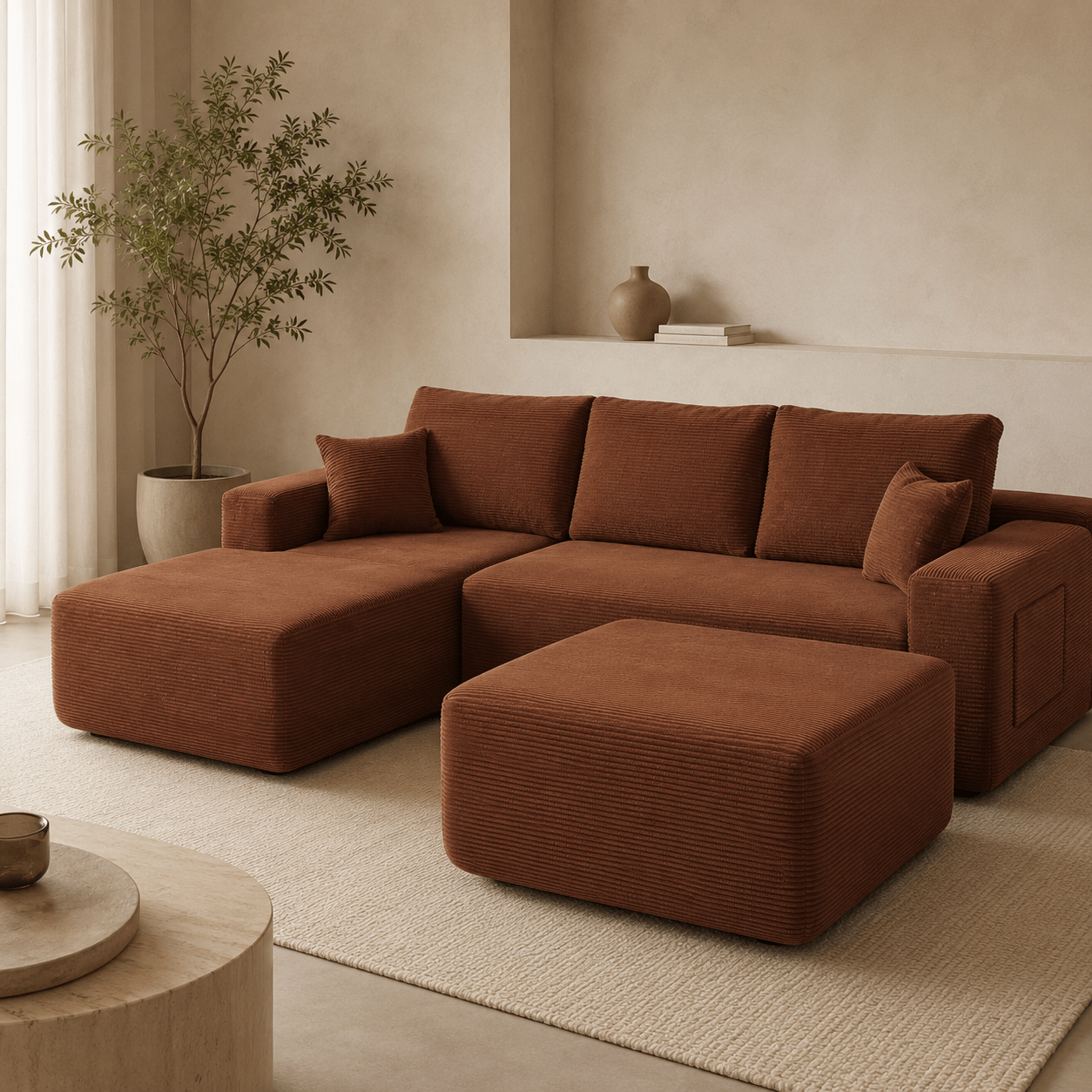 Ottomà – Ottoman d’appoint en velours côtelé - Joya Home