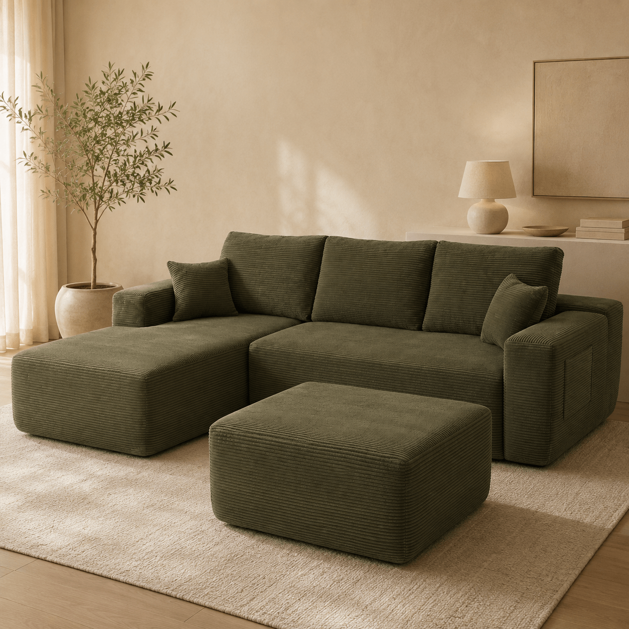 Ottomà – Ottoman d’appoint en velours côtelé - Joya Home