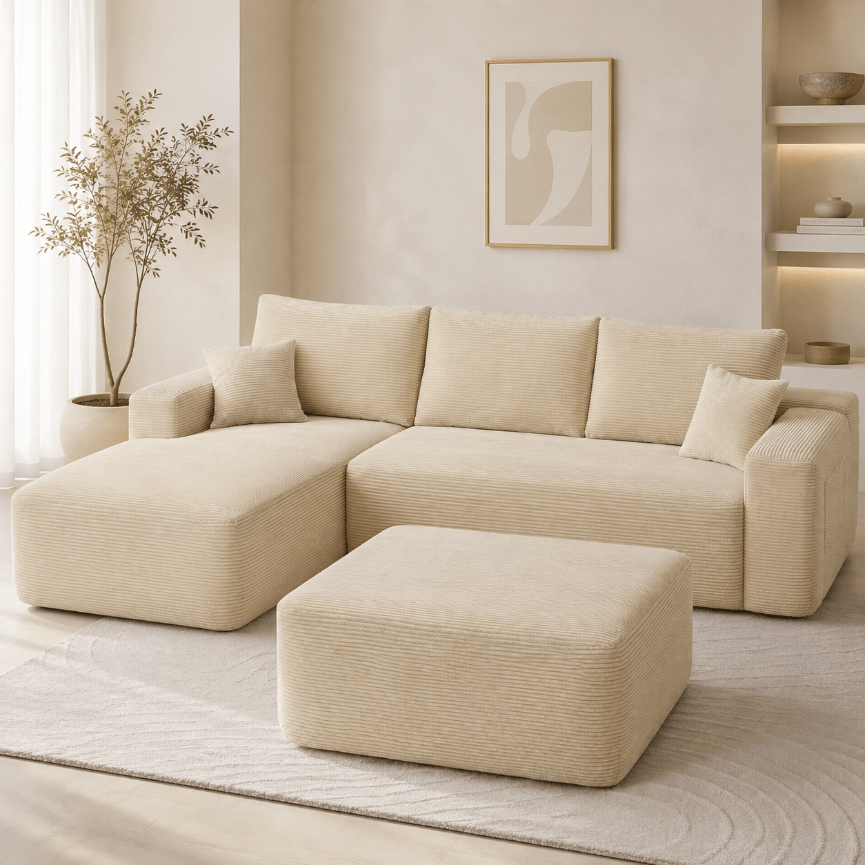 Ottomà – Ottoman d’appoint en velours côtelé - Joya Home